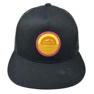 Traeger Trucker Hat Black One Size Mesh Back Snapback Sunset Daze Summer Grill